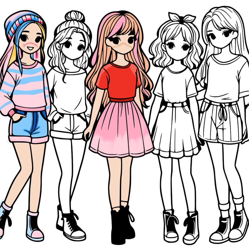 a group of five girls