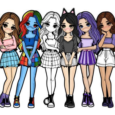 a group of girls realistic