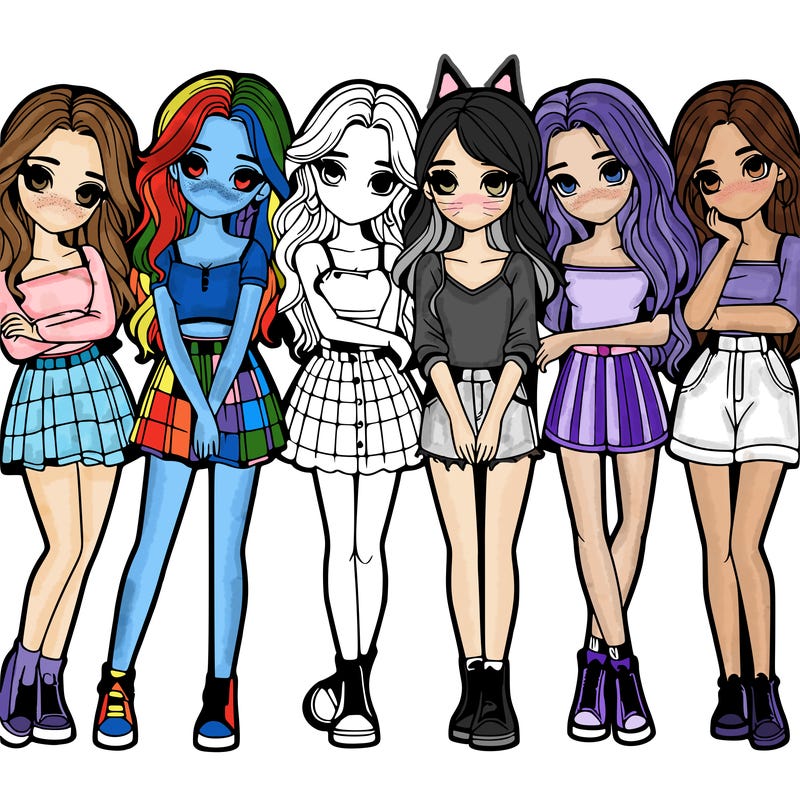 a group of girls realistic