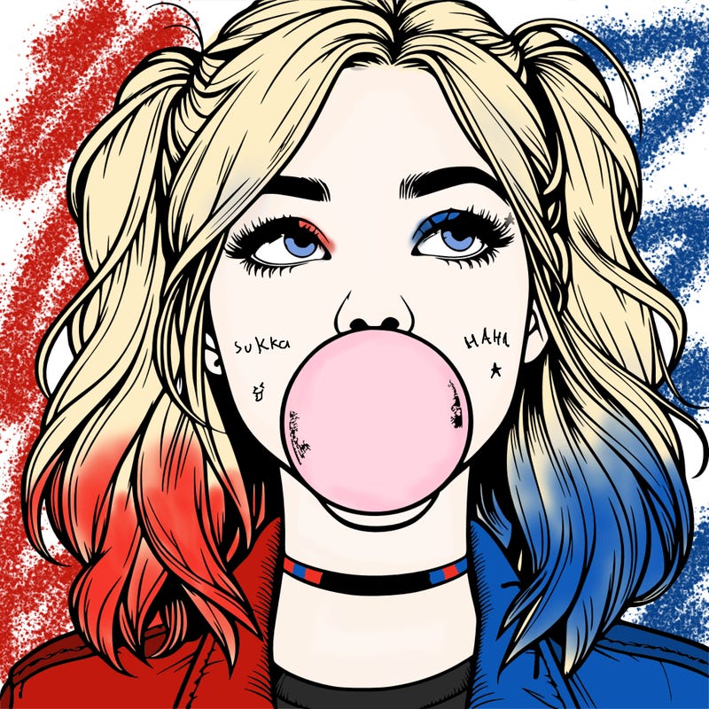 realististic girl blowing bubble -gum