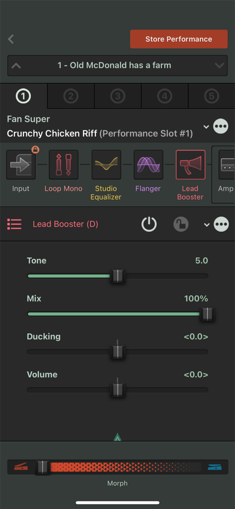 Rig Manager - Kemper Rig Manager interface showing guitar effect parameter adjustments and signal chain