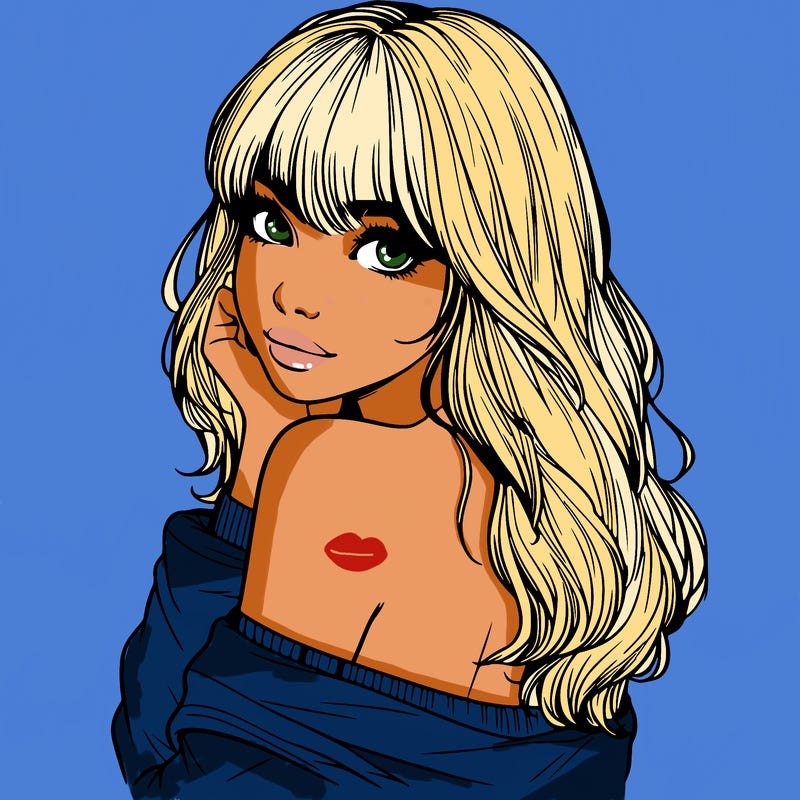 realistic girl with bangs looking over her shoulder