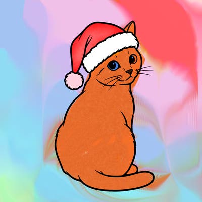 cat with a christmas hat