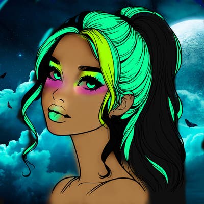 realistic girl with a ponytail on her hair and lips