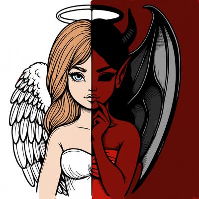 realistic angel half demon