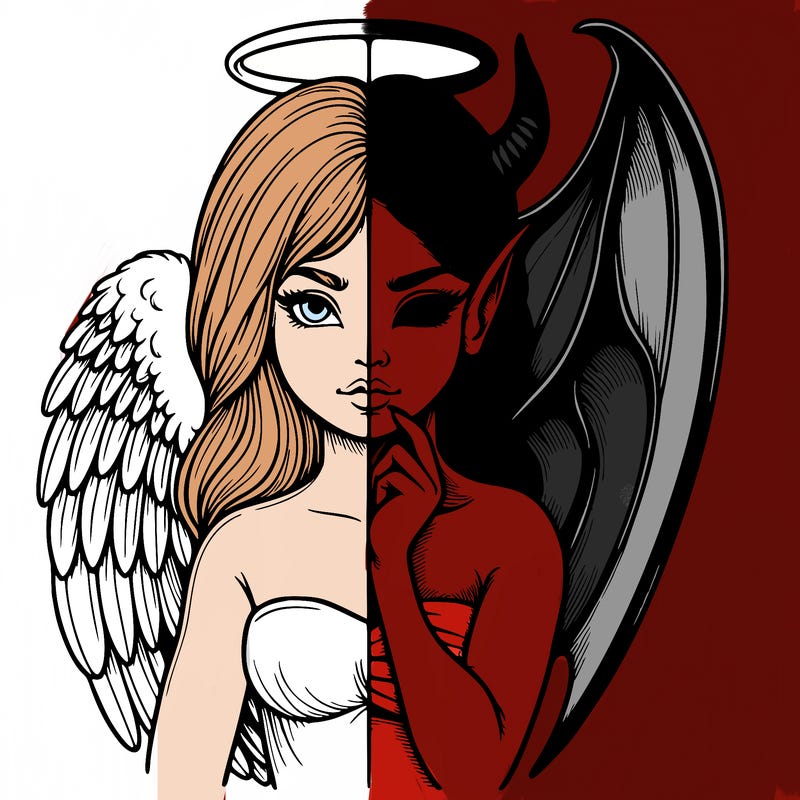 realistic angel half demon