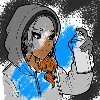 a realistic girl, spray painting