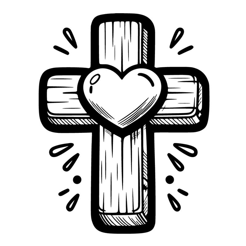 christian cross with heart