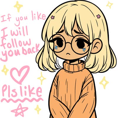 sad girl with glasses in a sweater