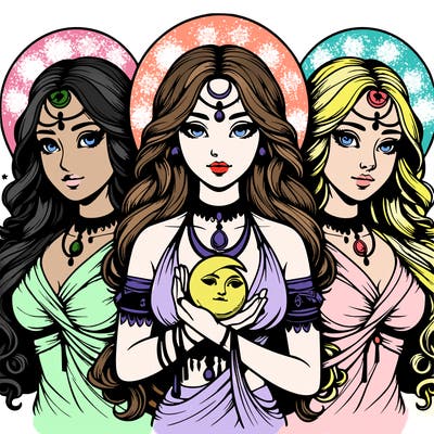 realistic triple moon goddess