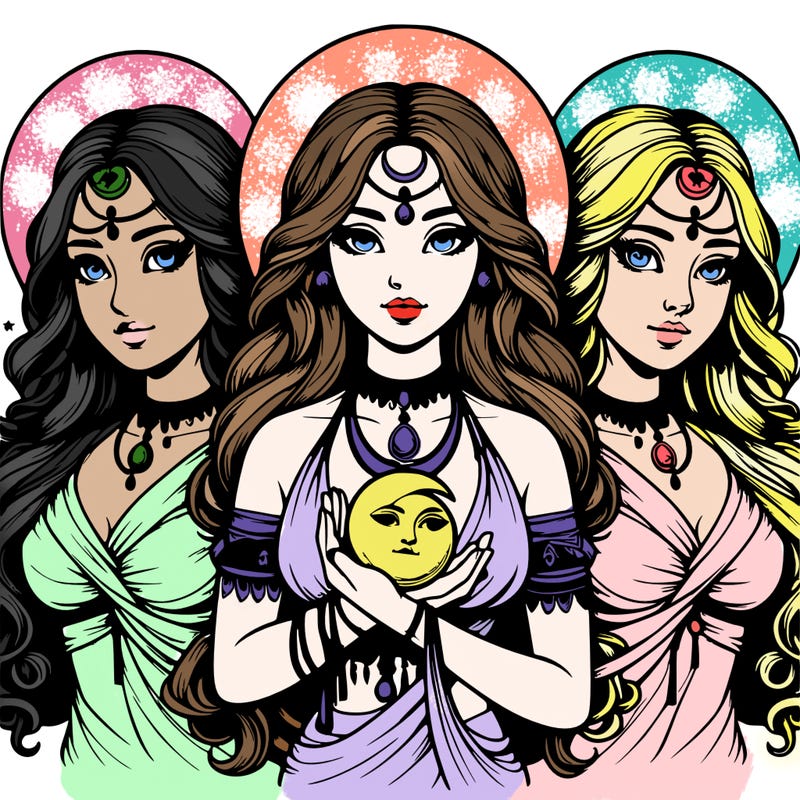 realistic triple moon goddess