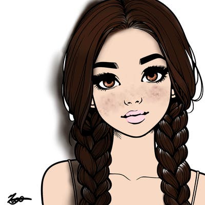 realistic girl with braids