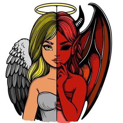 realistic angel half demon