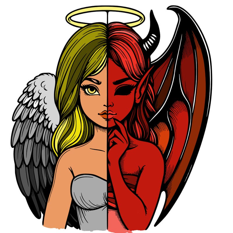 realistic angel half demon