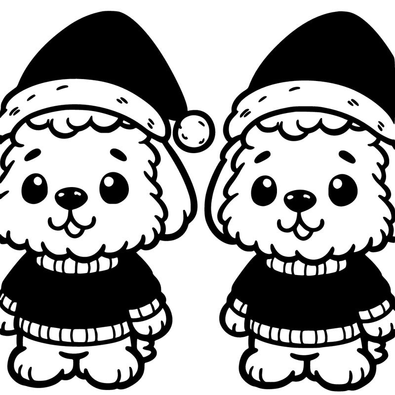 fluffy lab dressed in a santa hat and cute red shirt