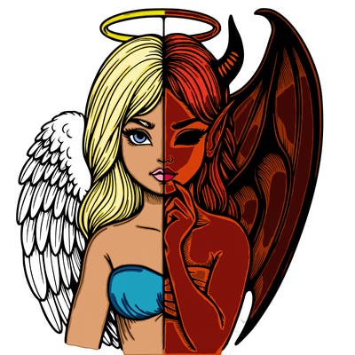 realistic angel half demon