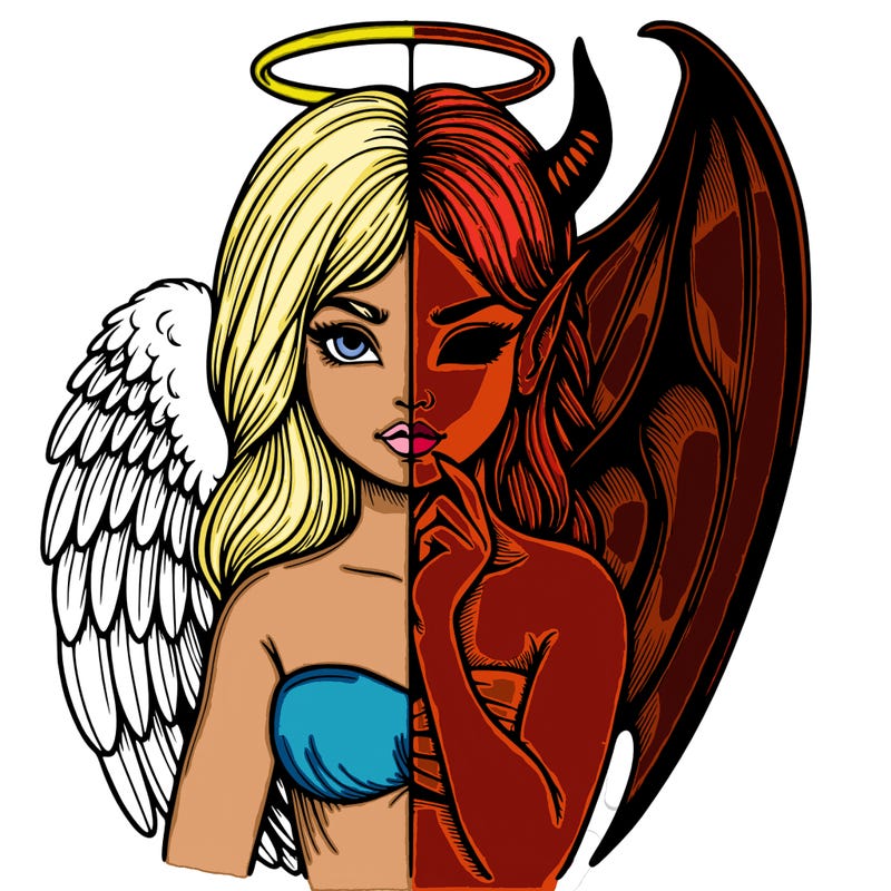 realistic angel half demon