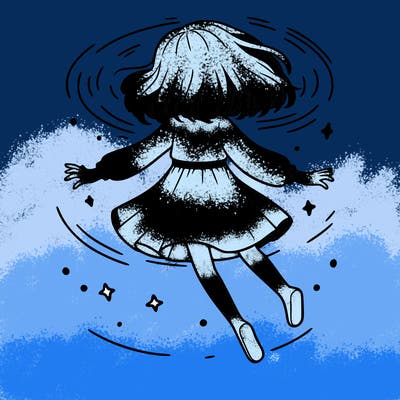 girl floating in the void