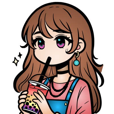 teenage girl drinking boba