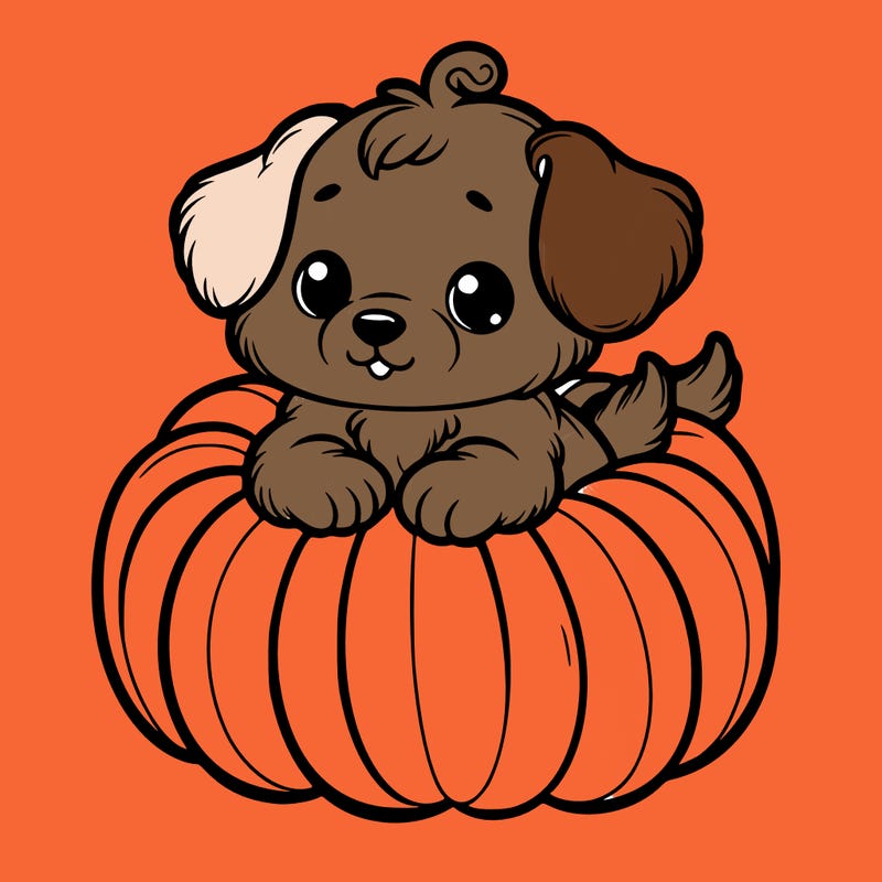 cute little puppy in a pumpkin
