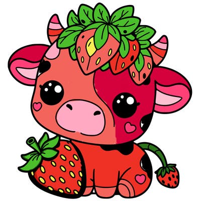 cute strawberry cow