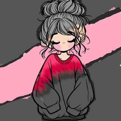 girl with baggy sweatshirt and messy bun