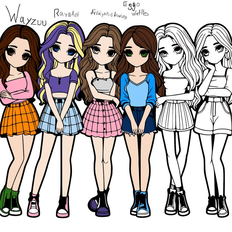 a group of girls realistic