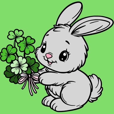 bunny with a bunch of clover