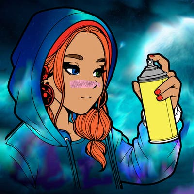 a realistic girl, spray painting