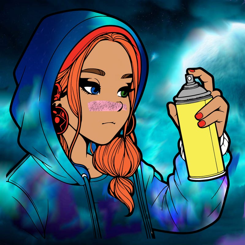 a realistic girl, spray painting