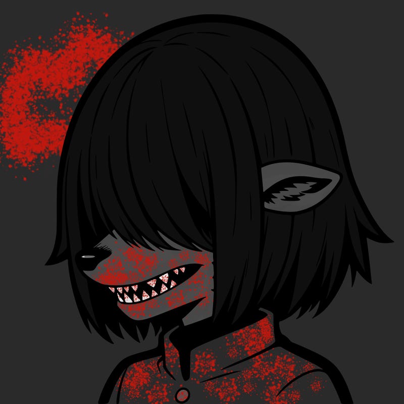 sharp teeth deer man with bob haircut