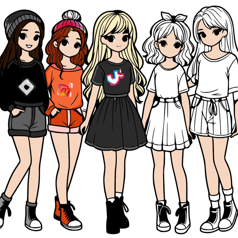 a group of five girls