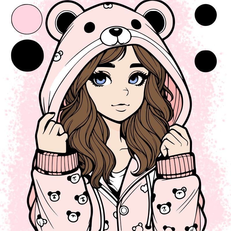 realistic girl in a animal pjs hoodie