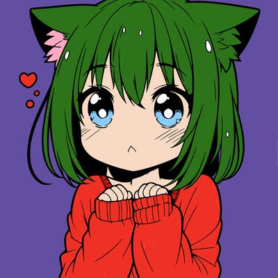 shy anime catgirl