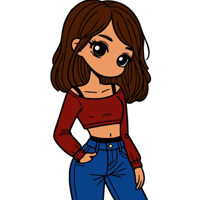 girl teenager with a crop top and flare jeans