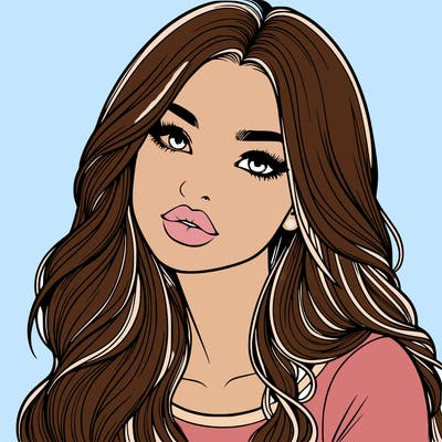 realistic girl with hair on her hair and lips