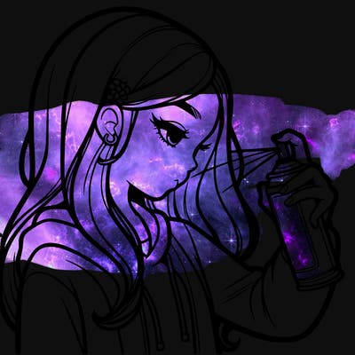 a realistic girl spray painting