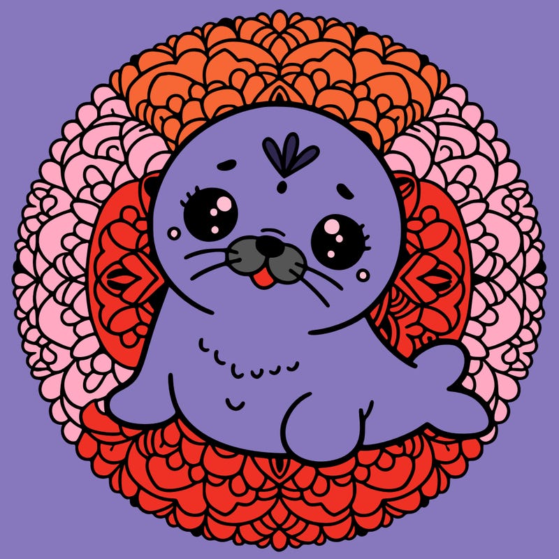 a cute baby seal mandala