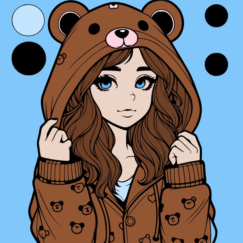 realistic girl in a animal pjs hoodie