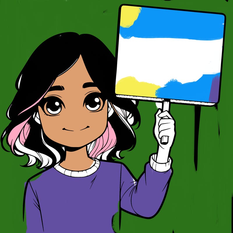 realistic girl holding up a sign