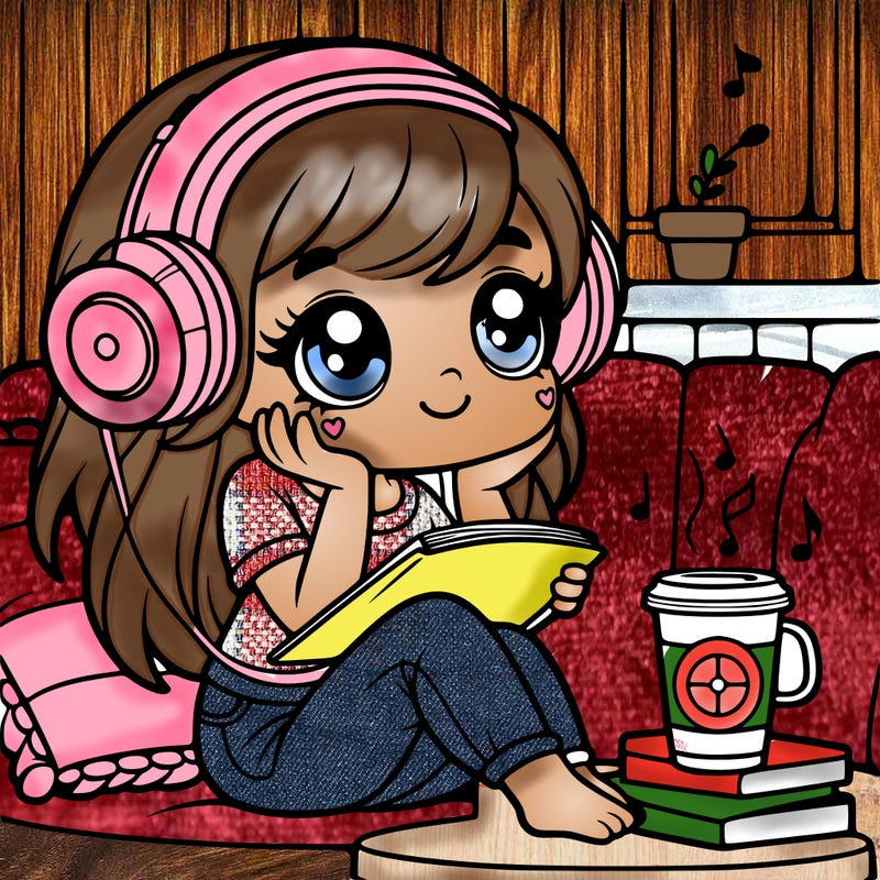 girl drinking coffee listening to music