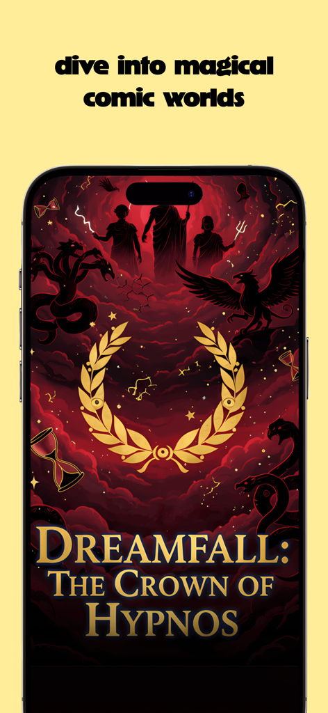 toongether: magic comics - Dark fantasy comic cover titled Dreamfall The Crown of Hypnos in the toongether app.