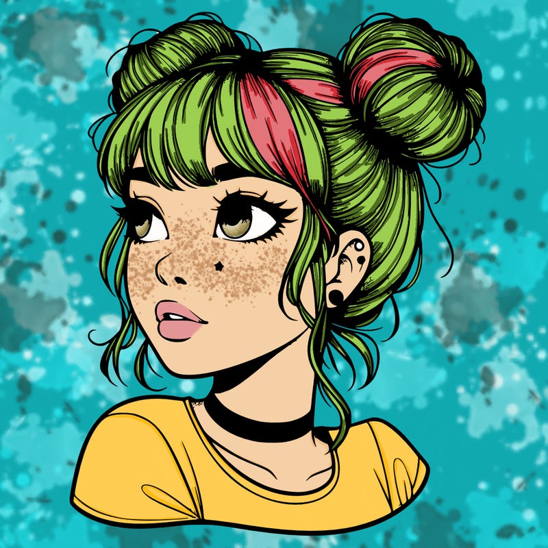 realistic girl with spacebuns