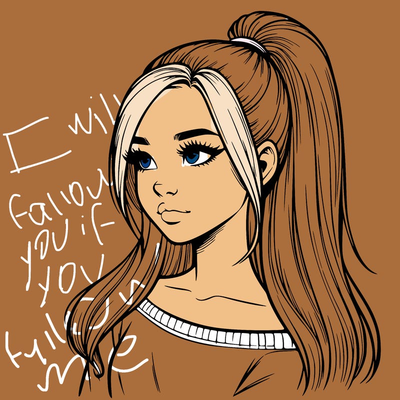 realistic girl with a high ponytail