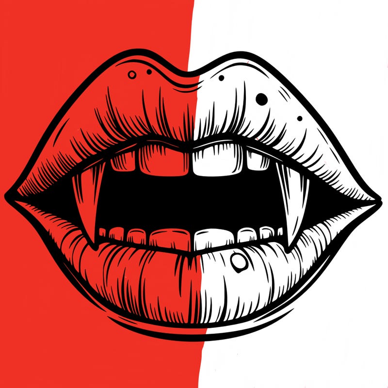 lips with vampire teeth