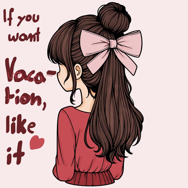 realistic girl  with hip length hair a bun and a big bow on the back of head