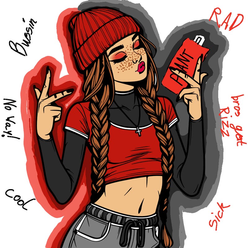 realistic teenage girl with braids and a beanie and crop top doing 🫶🏼