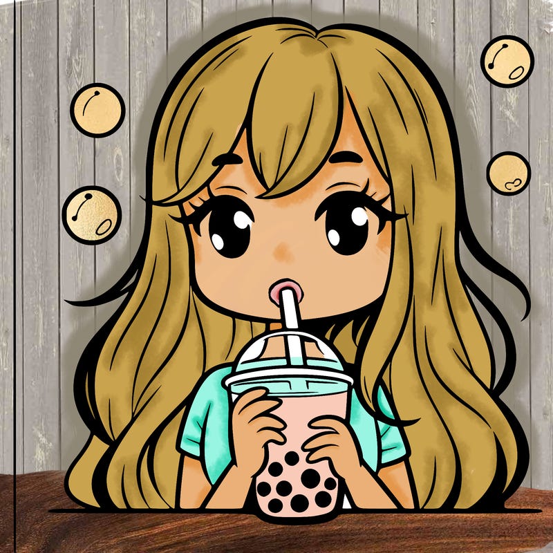 girl drinking a buble tea