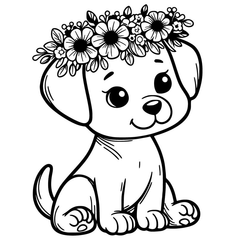 puppy with flower crown