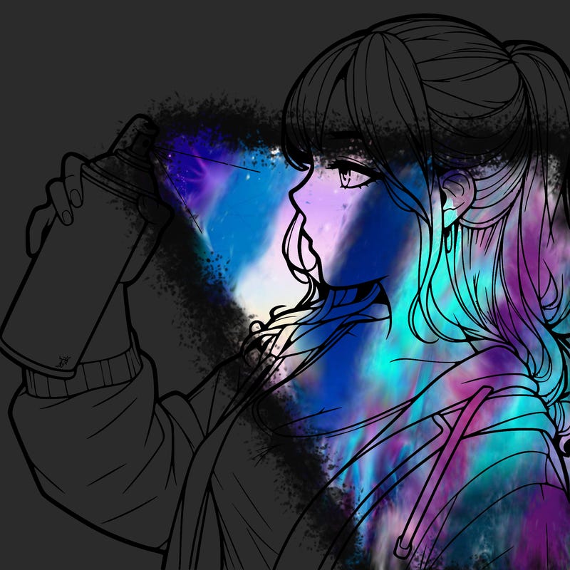 a realistic girl spray, painting